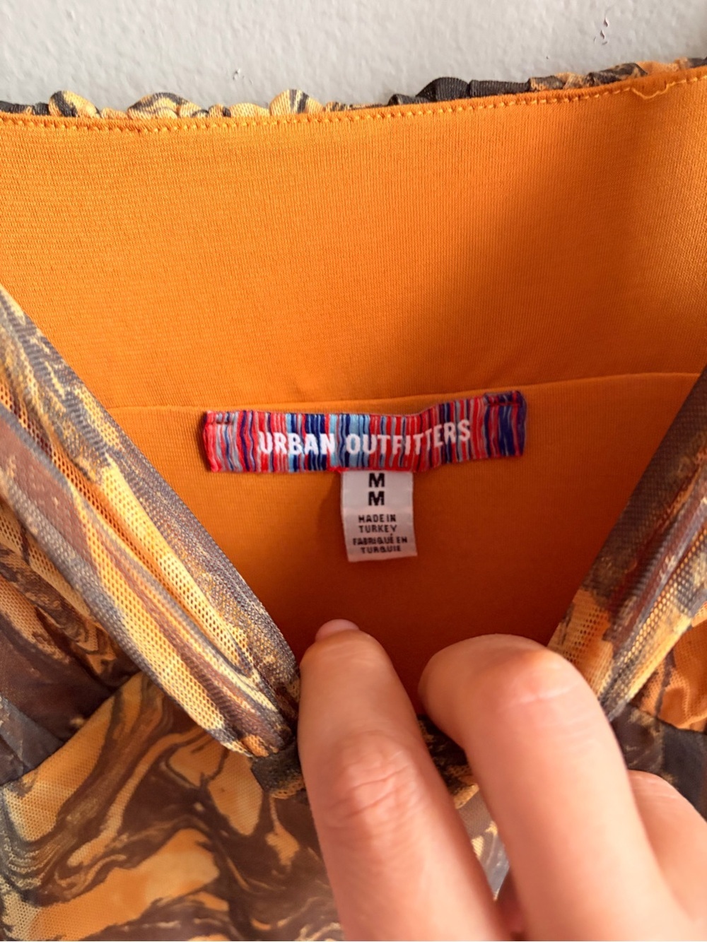 Urban Outfitters Yellow Marble-Print Slip Dress - Picture 6 of 6